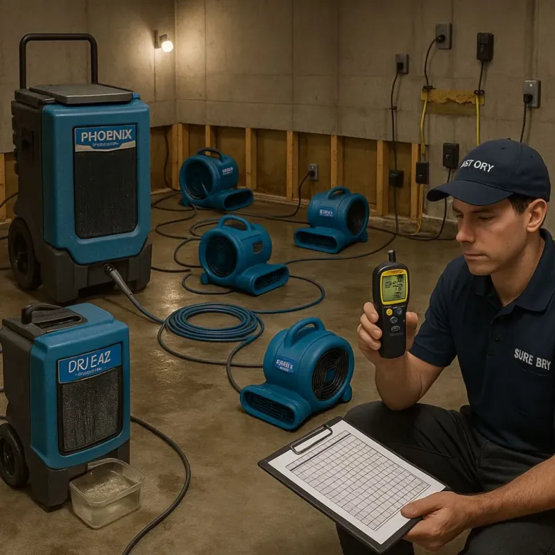 Structural Drying and Dehumidification process in Fulton, MD